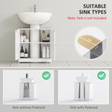 HOMCOM Under Sink Bathroom Cabinet, Pedestal Sink Storage Cabinet with 2 Doors, Shelf and U-Shape, White HOMCOM