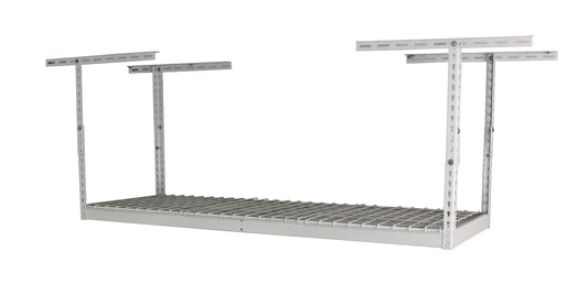 SafeRacks 2x6 Adjustable Overhead Garage Storage Rack, Heavy-Duty Steel Overhead Storage Rack with 300 lb Weight Capacity, Height Adjustable Garage Storage Organization System, White (12"-21" - WoodArtSupply