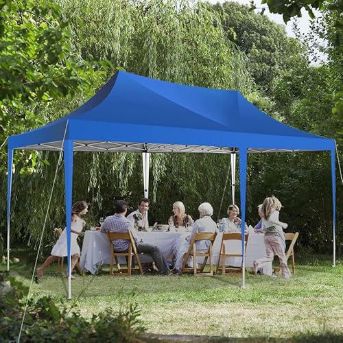 COBIZI 10x20 Pop Up Canopy Tent with Sidewalls,Party Tent Outdoor Gazebos, Waterproof & UV50+,3 Adjustable Heights,Higher Frame Design - Extra Tall for Parties Backyard,Weddings,Markets, Blue COBIZI
