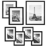 SONGMICS Gallery Wall Frame Set, Multi Picture Frames Set of 7, One 11x14, Two 8x10, Four 6x8 Collage Photo Frame with White Mat, Glass Front, Hanging or Tabletop Display, Black SONGMICS