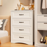 Gizoon Dresser for Bedroom with 4 Drawers Wooden Chest of Drawers for Closet Dresser Storage Unit Organizer for Hallway Living Room and Office, White Gizoon