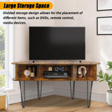 Corner TV Stand for 55 inch TV, Corner TV Stand for Living Room, Industrial TV Stand with Storage, Corner Entertainment Center with High Metal Feet and Anti-Slip Pads, 45 Inch, Rustic Brown Ciao Stilista