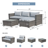 Super Patio Outdoor Patio Furniture Set, 5 Piece PE Wicker Rattan Outdoor Sectional, All-Weather Patio Conversation Set with Gray Cushions and Coffee Table, Steel Frame Super Patio