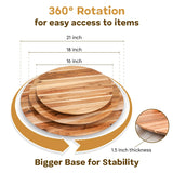 Nabytok Dia.21 Acacia Wood Lazy Susan, Wood Turntable Organizer, Turntable Tray for Cabinet, Pantry, Countertop, Table Organization, Wooden Charcuterie Boards, Turntable Storage Container Nabytok