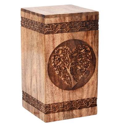 Tamanna Crafts Handcrafted Tree Of Life Mangowood Cremation Urn Box. Human Ashes Box/ Pets Ashes Box Engraved Handmade Wooden Burial Urn Box - WoodArtSupply