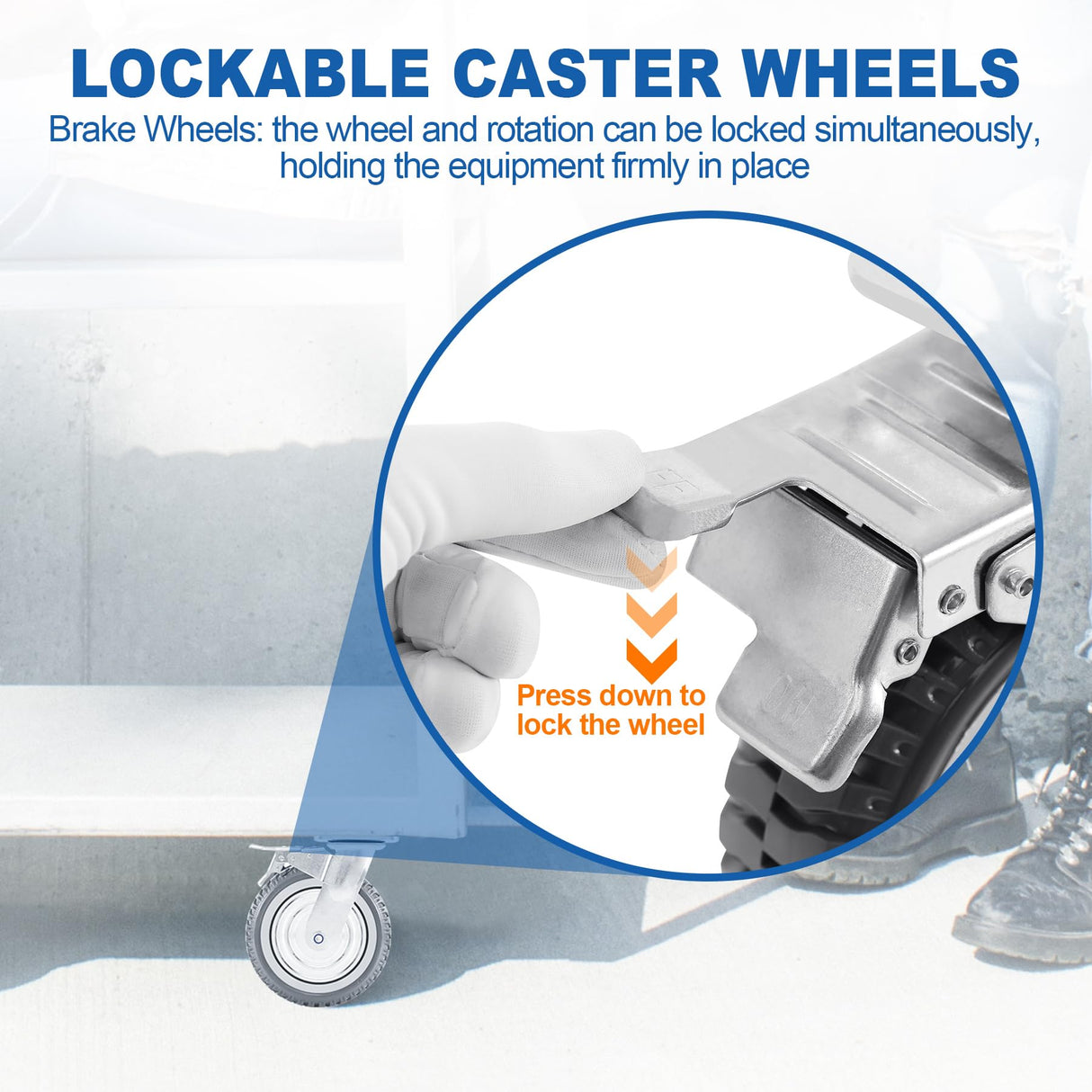 TRY-YEAN 4 Pack 6 Inch Heavy Duty Caster Wheels, Anti-Skid All Swivel Industrial Casters 2204lbs, 360 Degree Top Plate, 2 w/Brakes 2 No Brakes Polyurethane Plate Casters for Cart Furniture Workbench TRY-YEAN