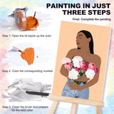 4 Pack Framed Paint by Numbers Kit for Adults Beginner with Wooden Easel, Modern Style Paint by Number Kits with Frame, DIY Acrylic Fashion Painting by Numbers for Home Wall Decor Gift 8x12 inch Yezavesu