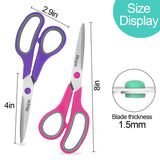Scissors, Rkqoa 8" Scissors All Purpose 6 Pack - Comfort-Grip Sharp Scissors for Office School Sewing Fabric Craft Art Supplies, Teacher/Class Scissors, Right/Left Handles Almarto