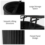 QHITTY Fluted Coffee Table with Lifting Top, Oval Wood Lift Top Coffee Table with Hidden Compartment, Mid Century Pull up Center Tables for Living Room, Office - Black QHITTY