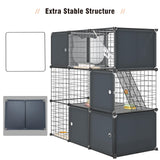 PAWING Indoor Cat Enclosure Outdoor 3-Tier Large Playpen Catio Cat Cage Outdoor Cat Crate Detachable Metal Wire Kennel Medium Kitten Cage PAWING