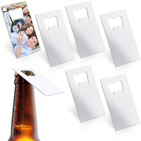 Didaey 6 Pcs Sublimation Bottle Opener Blanks Credit Card Bottle Opener Metal Stainless Steel Wallet Beer Opener for Christmas Wedding Party Gifts Bar Kitchen Restaurant, White 2.09 x 3.35 Inch Didaey