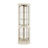 Corner Glass Cabinet – Lighted Curio Display Case with Adjustable Shelves, Mirrored Back & LED Light, Corner Storage Cabinet for Living Room, Antique Collection, Wine or Bar Glassware (Antique White) Chilassic