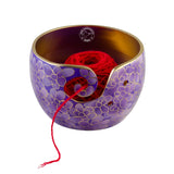 Hind Handicrafts Premium Solid Crafted Floral Metallic Finish Aluminium Portable Yarn Bowl Holder for Knitting Crochet Christmas Gift Set (6" x 6" x 4", Purple) Hind Handicrafts