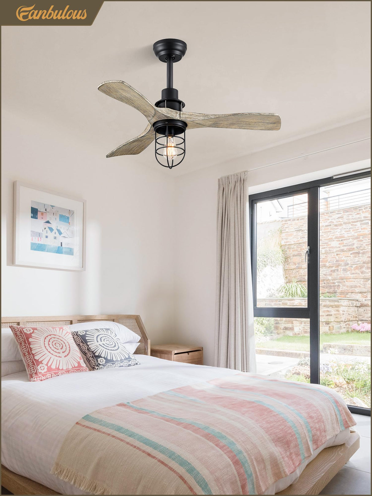 Fanbulous 36Inch Ceiling Fans with Lights and Remote Control Farmhouse Flush Mount Ceiling Fan with 6-Speeds,Low Profile Ceiling Fans with Quiet Reversible DC Motor for Patio Living Room Bedroom Fanbulous