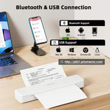 Portable Printer for iPhone iPad Laptop PC - Bluetooth Printer Supports Dual-sided Printing Letter/A4/B5/A5 Regular Paper, Wireless Printer for Home Travel Office Vehicle Word PDF Excel TxT 300DPI Zoolion