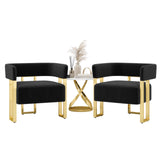 STHOUYN Modern Black and Gold Accent Chair Set of 2, Boucle Bucket Chairs Set of 2, Arm Chairs for Living Room Bedroom (2, Black) STHOUYN