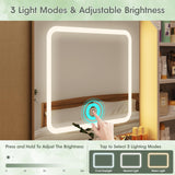 Vabches 35" Vanity Desk with Mirror and Lights, Farmhouse Makeup Vanity with Drawers & Power Outlet, Vanity Table with 3 Color Modes, Vanity Desk for Bedroom, White Vabches