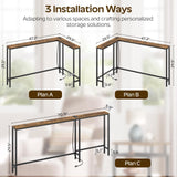 YATINEY L Shaped Console Table, 5.9" Long Narrow Sofa Table, Behind Couch Table, Entryway Table with 2 Outlets and 2 USB Ports, for Living Room, Hallway, 3 Assembly Options, Rustic Brown CT07UBR YATINEY