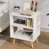 Aenuert Night Stand, White Kids Nightstand, Modern End Table with Open Storage, 2-Tier Nursery Bedside Table for Small Space, Living Room, Bedroom Aenuert