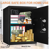 3.0 Cuft Large Fire proof Safes for Home Use, Digital Personal Security Safe Box with Programmable Keypad and Spare Keys, Fireproof Document Safe for Money Firearms Medicine Valuables VIDXCVIT