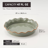 SIDUCAL Ceramic Pie Pan for Baking[10.5 inch],Reusable NonStick Ceramic Pie Plate with Ruffled Edge,Deep and Fluted Pie Dish for Apple Pie,Quiche,Pot Pies, Tart, etc（Green） SIDUCAL