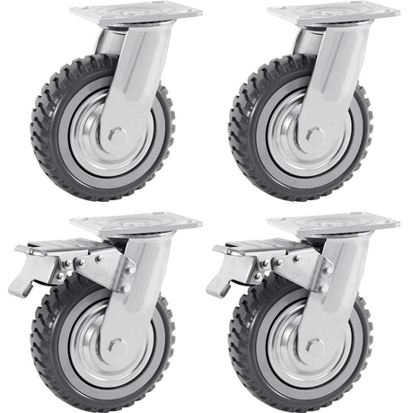 Iglobalbuy 6 Inch Heavy Duty Swivel Caster Wheels 4Pack (2 w/Brakes, 2 No Brakes), 360° Rotation Top Plate, Iron 6 Inch Anti-Skid Wheel Caster Replacement for Cart Furniture Workbench Iglobalbuy