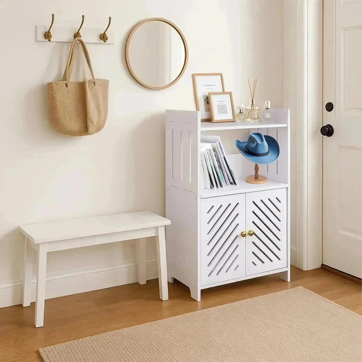 ShellKingdom Bathroom Storage Cabinet, Free Standing Floor Cabinet, Home Storage Shelf with Drawer and Door for Bathroom, Living Room, Kitchen, Office, 25.19 X 14.17 X 9.44 INCH ShellKingdom