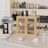 BAMBANG Double Layer Bamboo Bread Box for Kitchen Counter, Bread Bin Farmhouse Large Bread Box with 2 Doors, Wooden Breadbox Bread Storage Container Holder for Homemade Bread, Natural BAMBANG