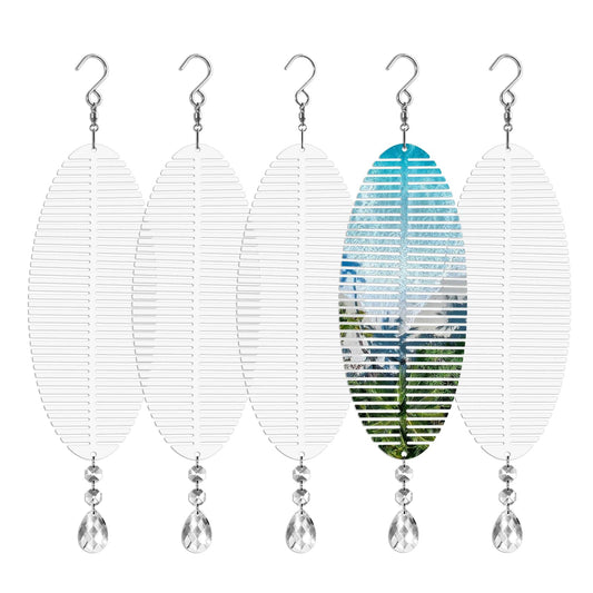 Sublimation Wind Spinner Blanks 8 Inch 5 Pack Wind Spinners Sublimation Blanks with Crystal Pendant Aluminum Metal Wind Spinners for Yard Garden Indoor Outdoor Window Porch Decoration（Fishbone