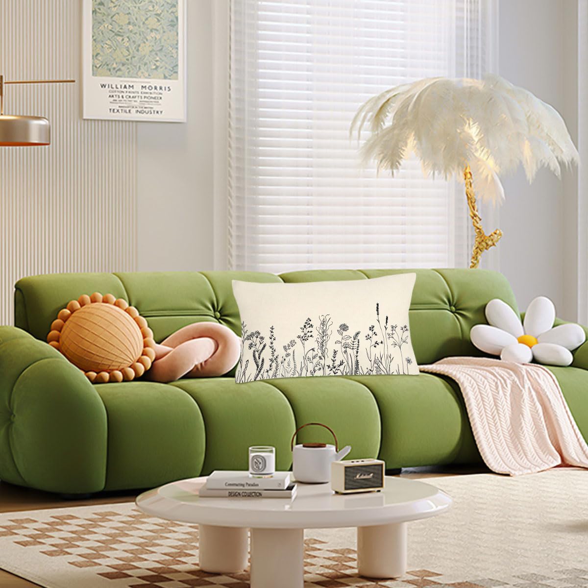 MFGNEH Farmhouse Pillow Covers 12x20 Inch Wild Flower Lumbar Throw Pillow Covers Home Decorative Pillows Spring Summer Decorations Cushion Case for Couch Sofa A539 MFGNEH