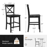 Cozyman Counter Height Bar Stools Set of 2, 24" H Wooden Counter Stools with Back and Footrest, X-Back Farmhouse Barstools for Kitchen Island, Home Bar, Black Cozyman
