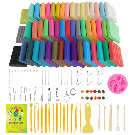 CyAJM Polymer Clay Kits 50 Colors,Modeling Clay for Kids DIY Mold Oven Bake Clay with Storage Box Sculpting Tools and Accessories,for Kids Adult and Artist Friendly Ideal Gifts CyAJM