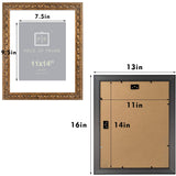 Golden State Art, 11x14 Ornate Finish Photo Frame, with White Mat for 8x10 Picture & Real Glass, Color: Bronze Golden State Art