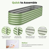 Pattiumo Oval 8x2x1.5 FT Galvanized Raised Garden Bed Kit, 31 in 1 Large Metal Planter Box for Outdoor Gardening, 18” Garden Bed for Vegetables Flower Herb(Sage Green) Pattiumo