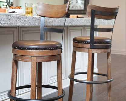 Signature Design by Ashley Pinnadel Barstool, Pub Height, Light Brown - WoodArtSupply