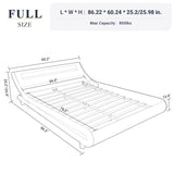 Allewie Full Size LED Platform Bed Frame with Adjustable Headboard/No Box Spring Need/Easy Assembly/Faux Leather in Black Allewie