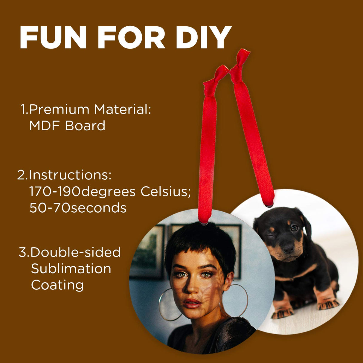 SAVITA 20 Pieces Blank Sublimation Pendants, Customized MDF Blank Disc Round Halloween Christmas Ornaments DIY Decoration Supplies SAVITA