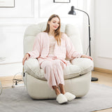 DYHOME Rocking Recliner Chair, Massage Rocker Recliner Chair with Vibration Massage and Heat, White Swivel Chairs, Soft Fabric Single Reclining Sofa for Living Room Bedroom, with USB Port DYHOME