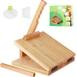 Tortilla Press 10 Inch Tortilla Maker Large Roti Maker with Rolling Pin+Dough Scraper+Parchment Paper Bamboo Wood Tortilla Press for Homemade Tortilla, Roti,Taco,Dough Press OwnColor