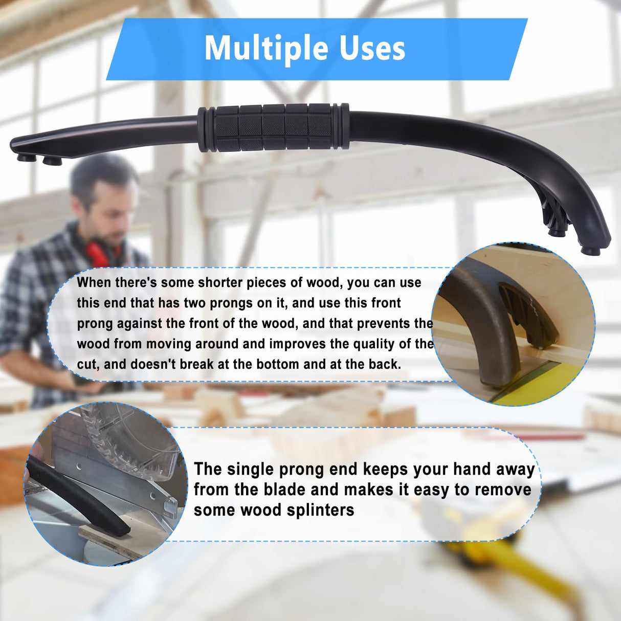 Miter Saw Hold Down Stick, Push Sticks for Miter Saw, Woodworking Tools Safety Accessories Swess