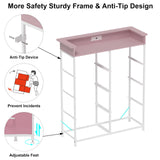 Welfuturer Pink Dresser for Bedroom with Charing Station Dressers with LED Lights Tall Dresser with 8 Drawers Storage Tower for Closet Living Room Hallway Entryway Sturdy Steel Frame Wood Top Welfuturer