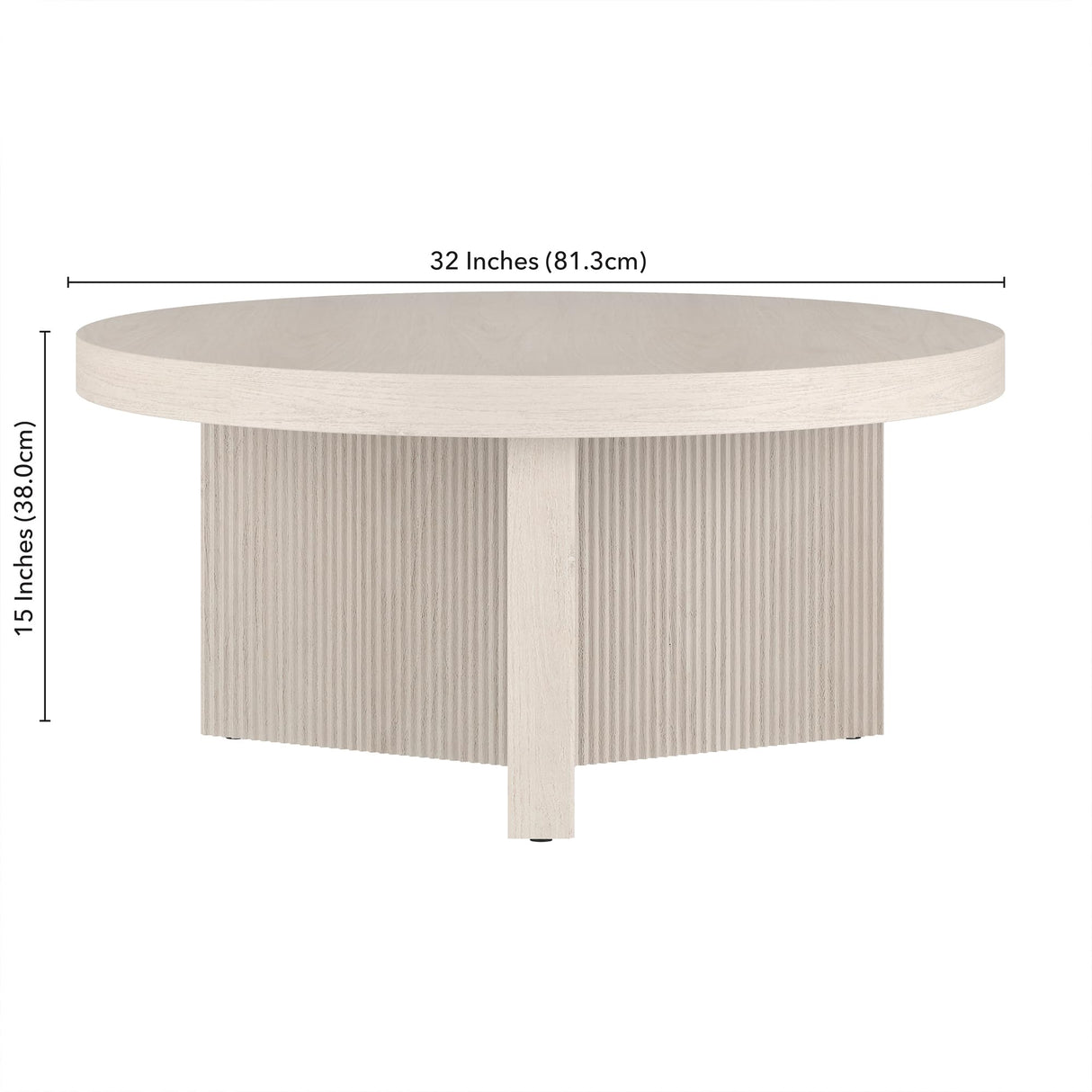 Henn&Hart Holm Coffee Table, 32" Wide, White Henn&Hart