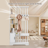 Room Divider with Shelves, Wall Room Divider Bookshelf, Freestanding Wood Privacy Screen with Storage Cabinet, Coat Rack, Display Shelf for Living Room Separation, Home Office Decorative SAHISTCT