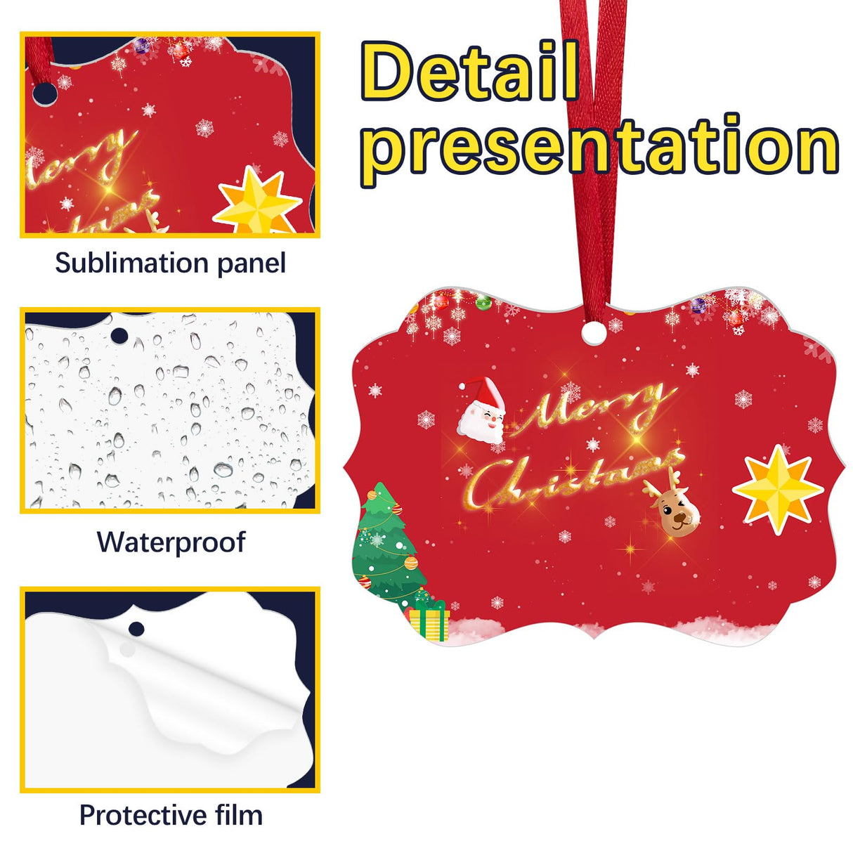 25 pcs Metal Christmas Ornaments,DIY Handmade Crafts Double Sided Sublimation Ornaments,3.9″ × 2.7″ Sublimation Christmas Ornament Blanks for Christmas Tree Decor Blank Ornaments LIZOIDZSM