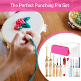 Punch Needle kit for Beginners, Adjustable Punch Needle Embroidery Kit for Adults Punch Needle Tool Embroidery Needle Wooden Handle Embroidery Pen Kits Tophoniex
