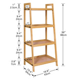 SMIBUY Bamboo Ladder Bookcase, Bathroom Storage Rack Organizer, 4 Tier and 5 Tier Freestanding Plant Display Stand Space Saver Shelves for Bedroom, Kitchen, Balcony (Natural, 4 Tiers (39" H)) SMIBUY