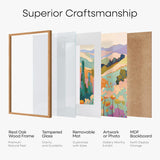 Homeforia 11x14 Picture Frame Wood, Premium Oak Wood Frames 11x14 with 8x10 Mat, 11 x 14 Natural Wooden Photo Frame for Wall, Tempered Glass, Wall Hook Included, Set of 1 Homeforia