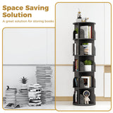 Hestiasko 5 Tier Rotating Bookshelf, 360 Rotating Bookcase, Spinning Bookshelf Tower for Kids & Adults, Corner Bookshelf for Small Space, Revolving Bookcase for Bedroom, Living Room, Black Hestiasko