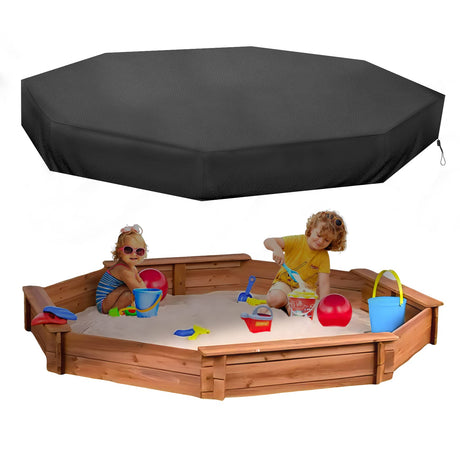 Octagon Sandbox Cover, Outdoor Garden Outdoor Octagon Sand Box Cover, 420D Oxford Cloth Waterproof, Windproof and Dustproof, Suitable for Children's Sandbox Protection (Black,84" X 78" X 9") MRWiZMS