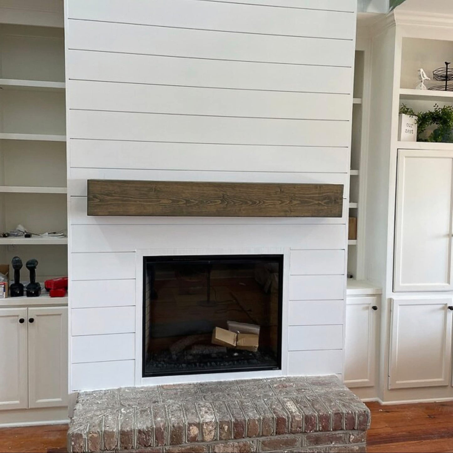 Fireplace Mantel, Rustic, Shelf, Floating Mantle, Real Wood, Beam, URBANDI (Grey, 60Lx6Hx8D)